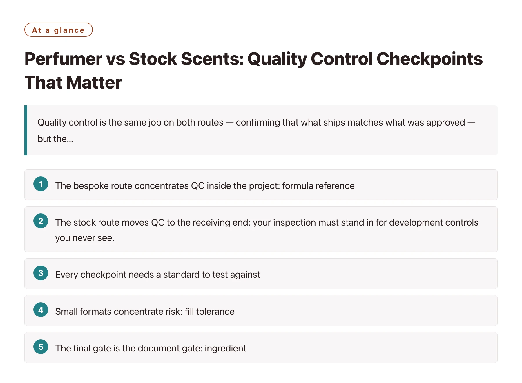 Perfumer vs Stock Scents: Quality Control Checkpoints That Matter——全文要点速览